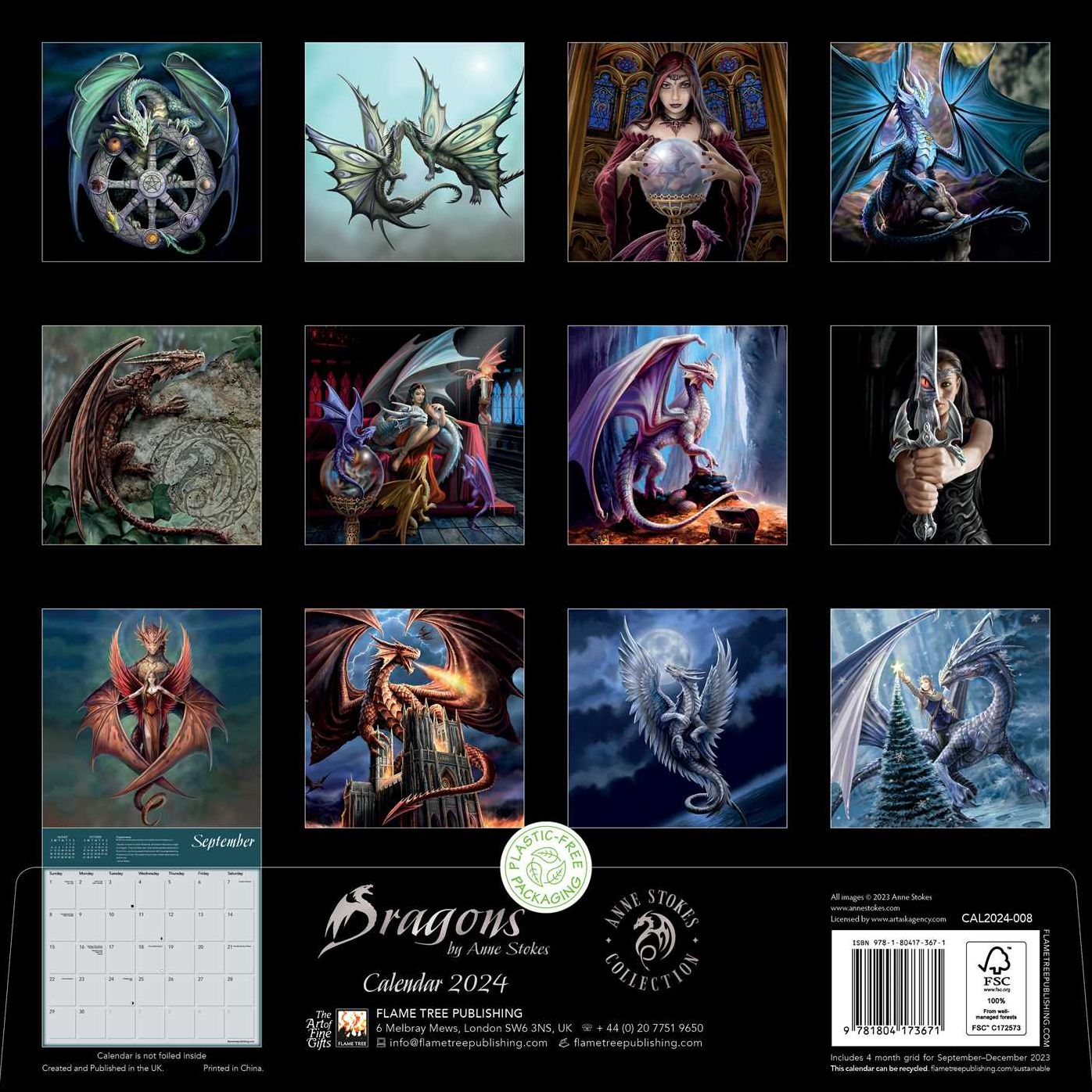 Dragons by Anne Stokes Wall Calendar 2024 (Art Calendar)