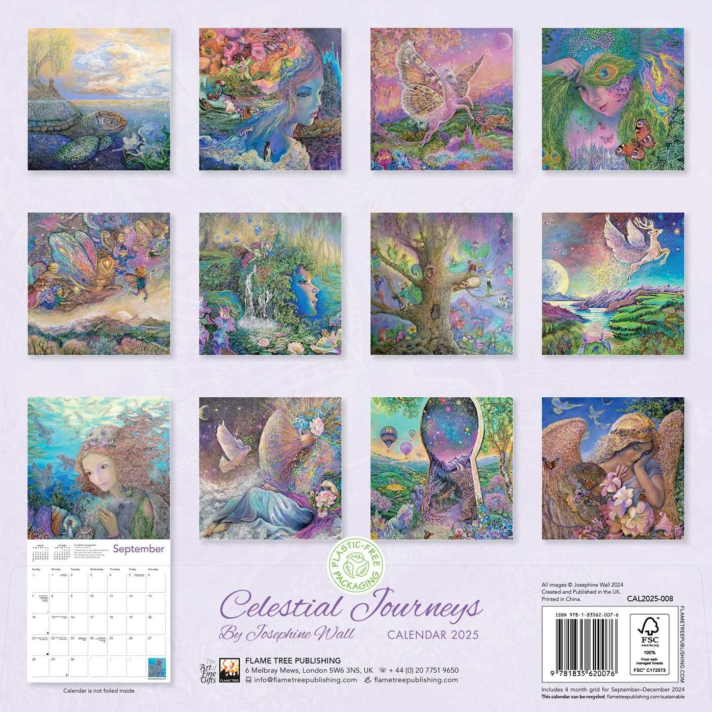 Celestial Journeys by Josephine Wall Wall Calendar 2025 (Art Calendar)