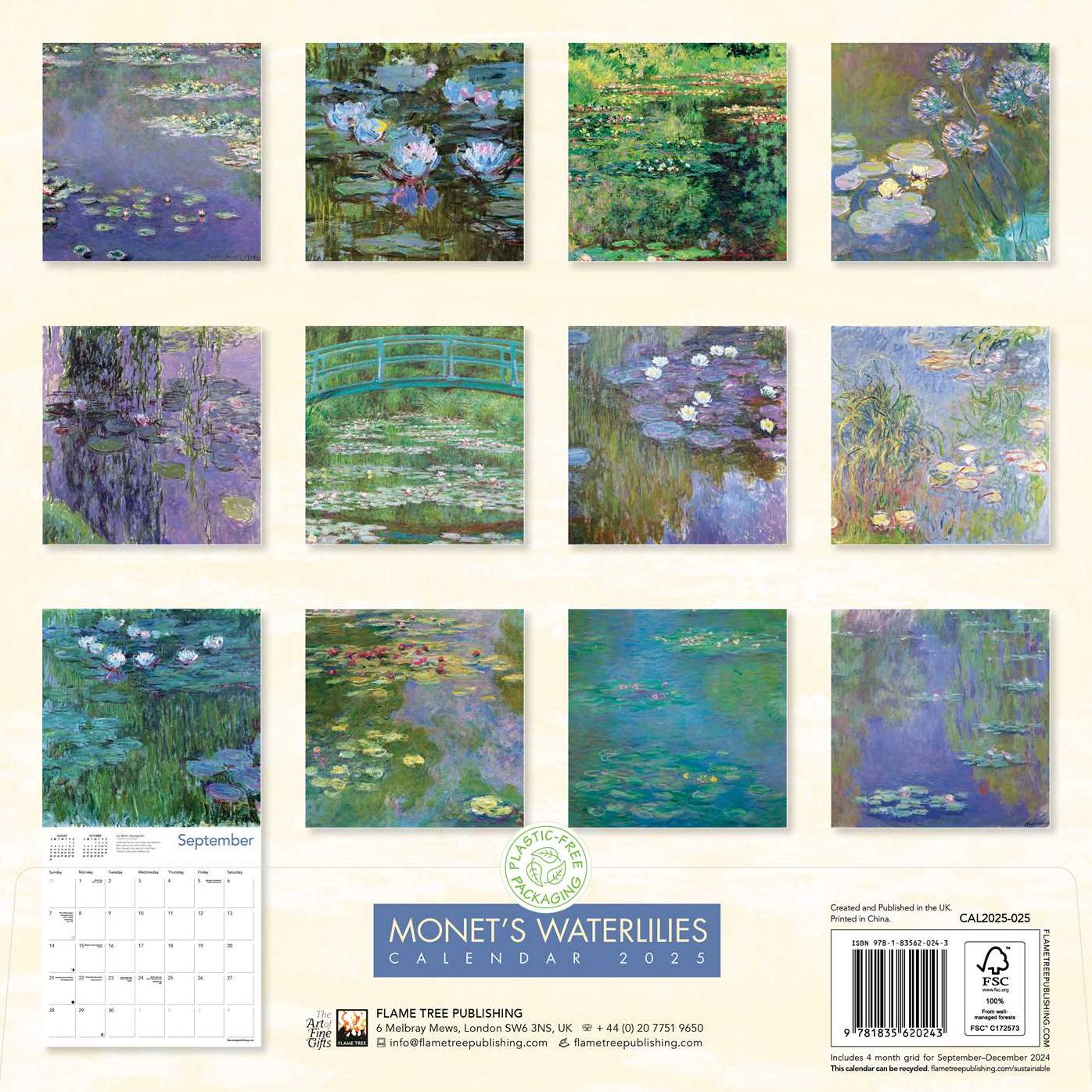 Monet's Waterlilies Wall Calendar 2025 (Art Calendar)