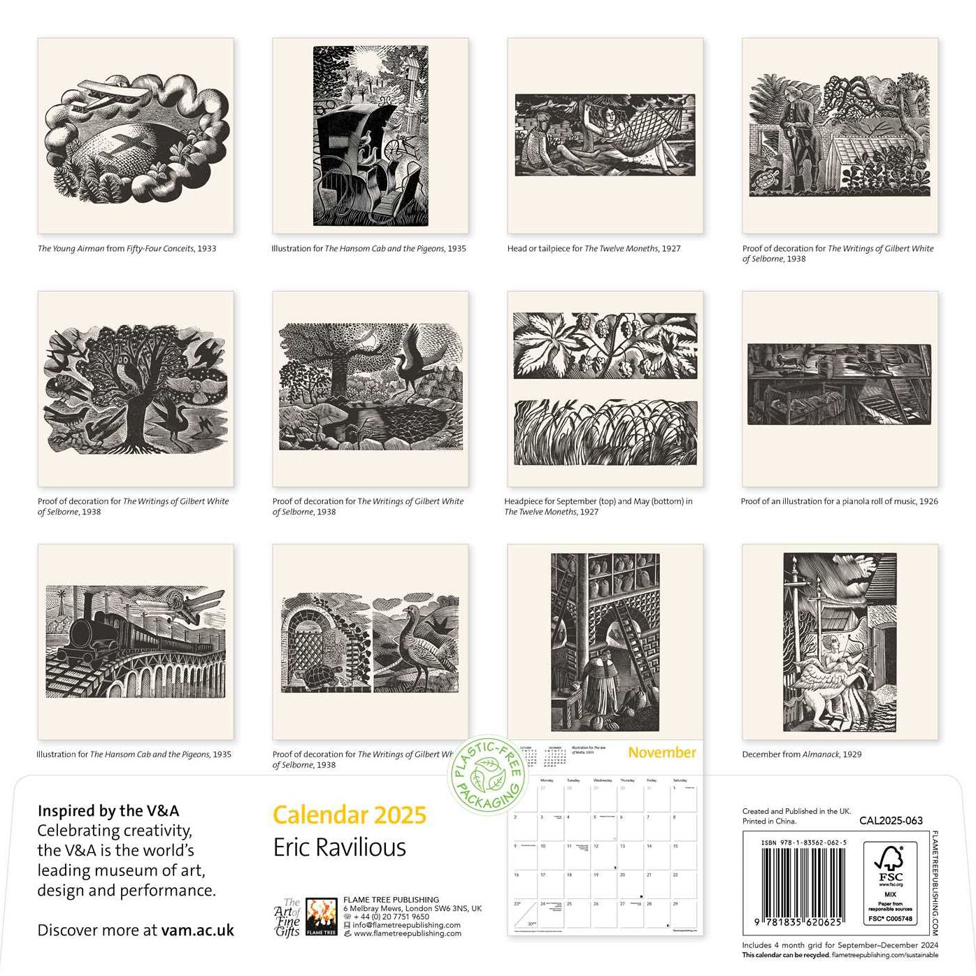 V&A: Eric Ravilious Wall Calendar 2025 (Art Calendar)