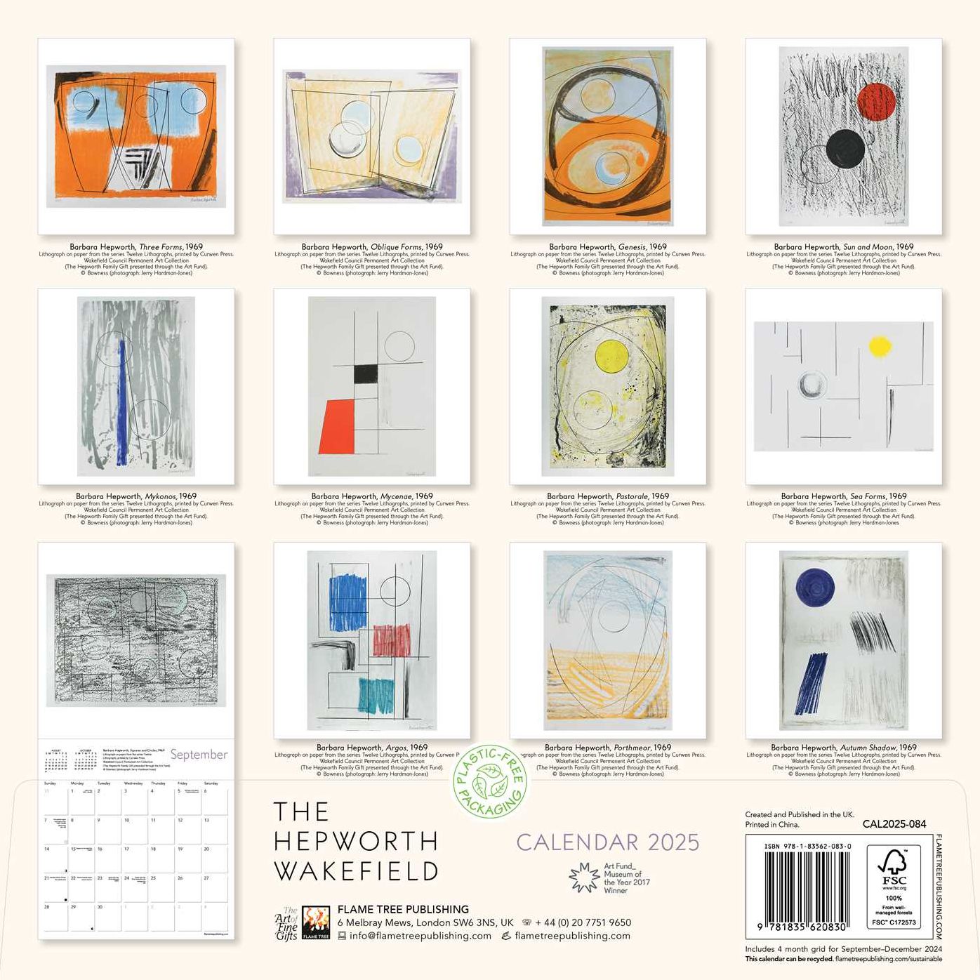 The Hepworth Wakefield: Barbara Hepworth: Twelve Lithographs Wall Calendar 2025 (Art Calendar)