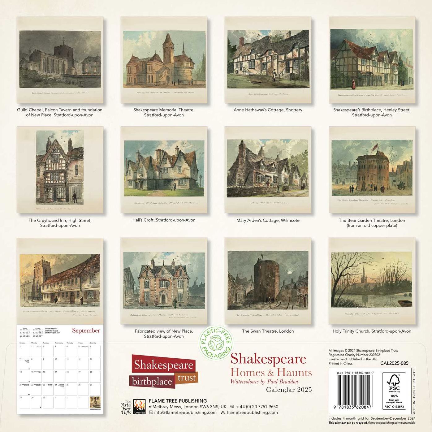 Shakespeare Birthplace Trust: Shakespeare Homes and Haunts Wall Calendar 2025 (Art Calendar)