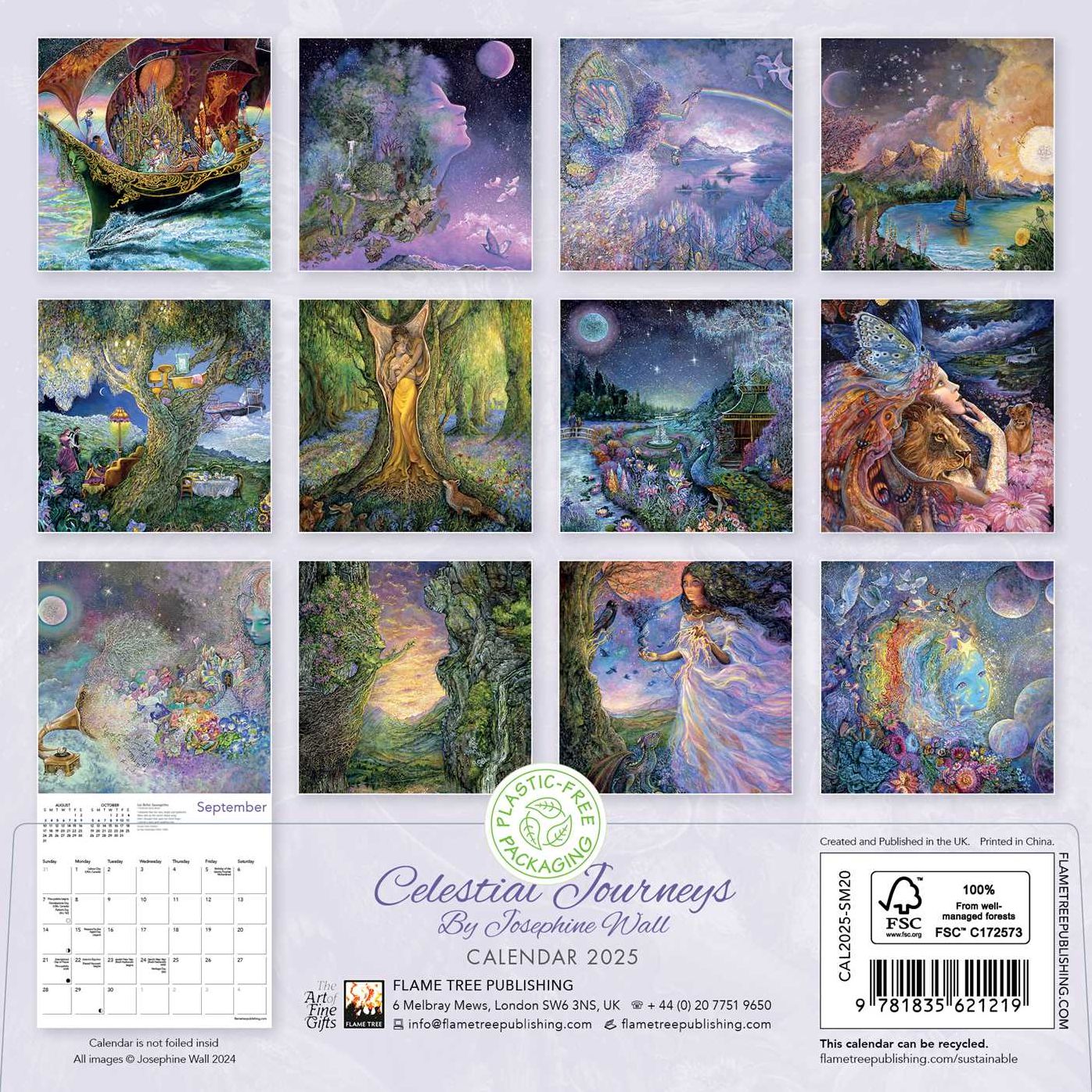 Celestial Journeys by Josephine Wall Mini Wall Calendar 2025 (Art Calendar)