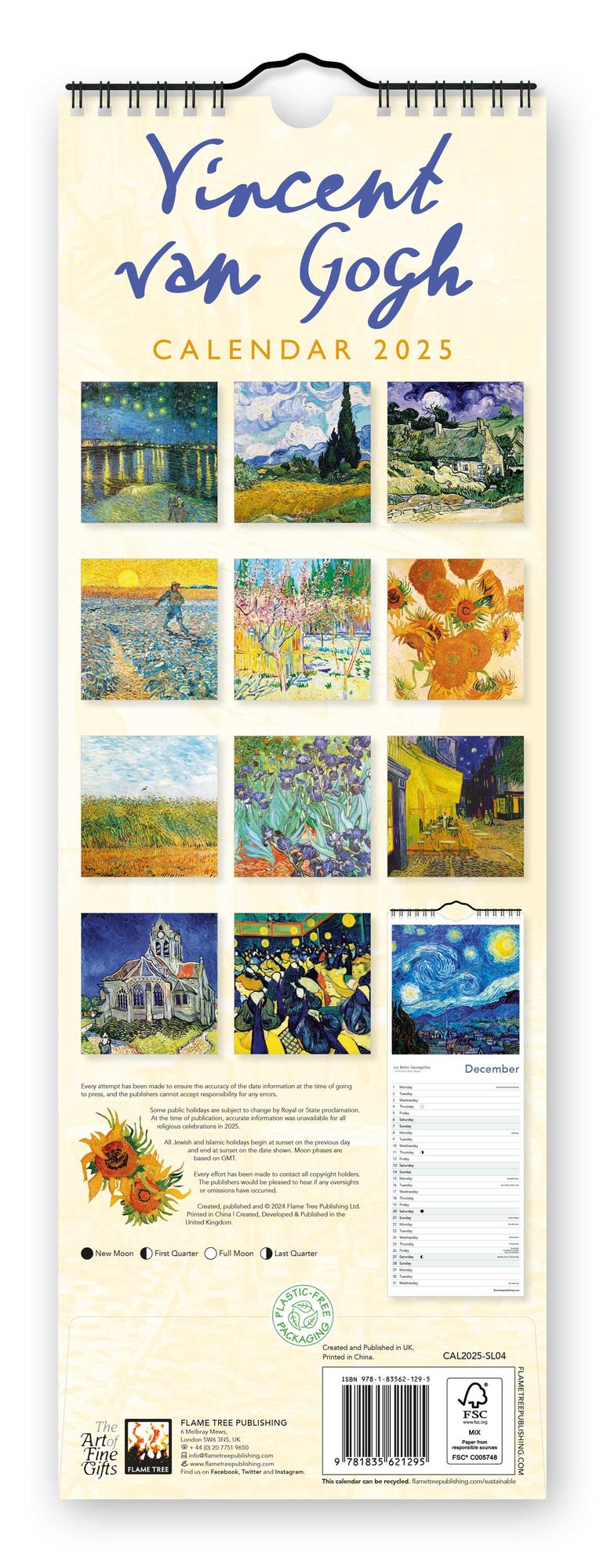 Vincent van Gogh Slim Calendar 2025 (Art Calendar)