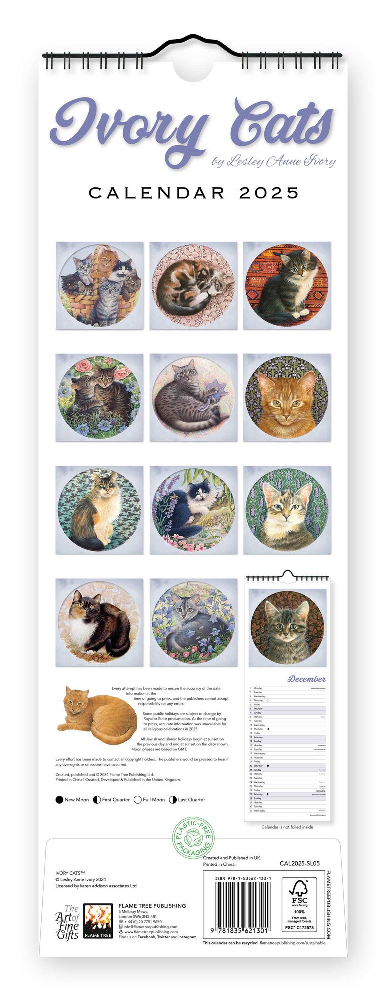 Ivory Cats Slim Calendar 2025 (Art Calendar)