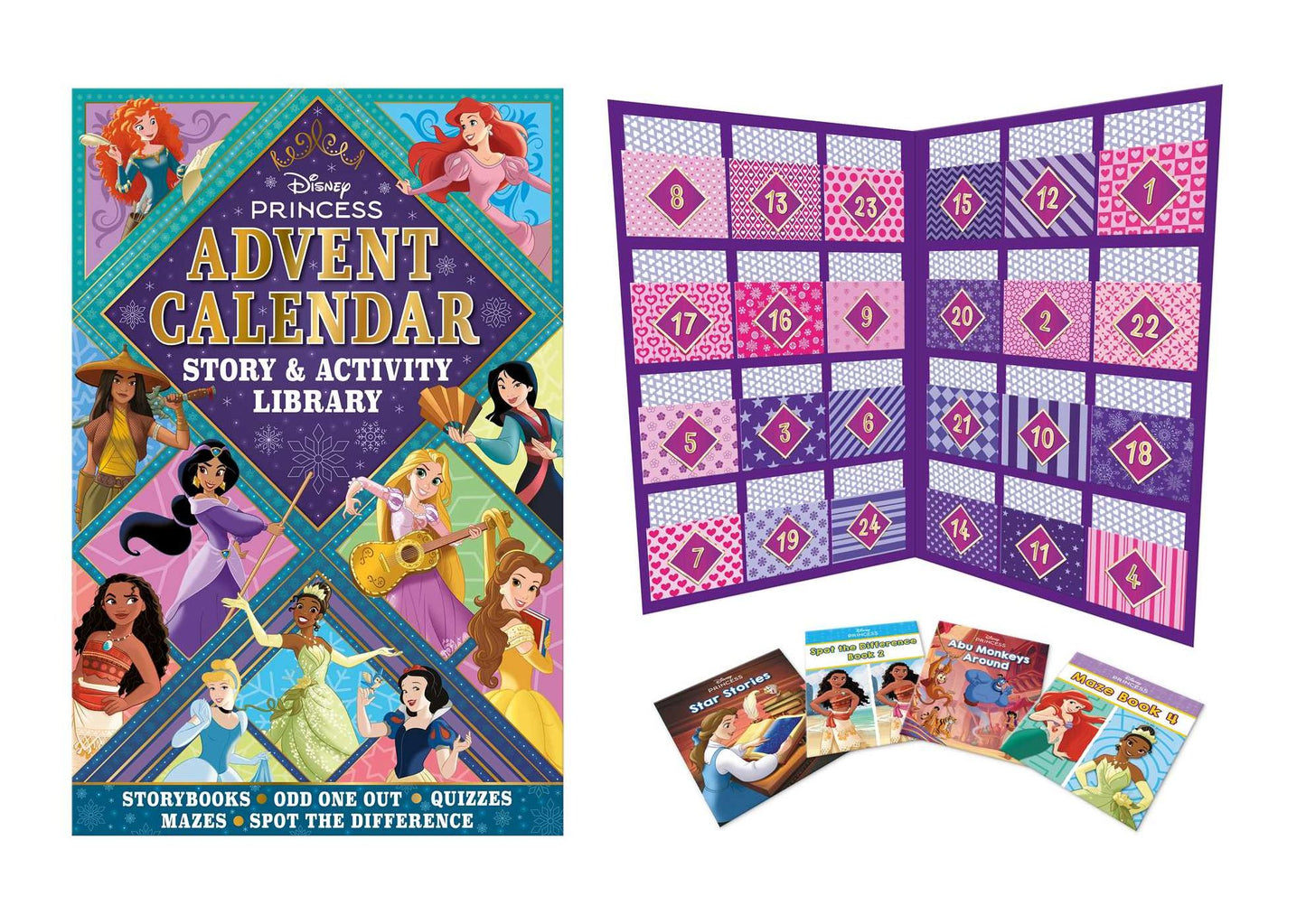 Disney Princess: 5-in-1 Advent Calendar: Story & Activity Library with 24 Books to Open Every Day Leading Up to Christmas
