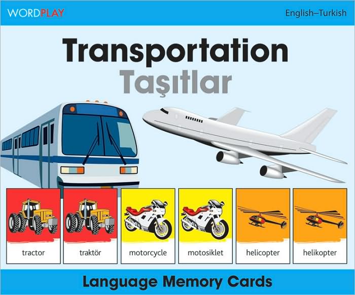 WordPlay Language Memory Cards - Transportation (English-Turkish)