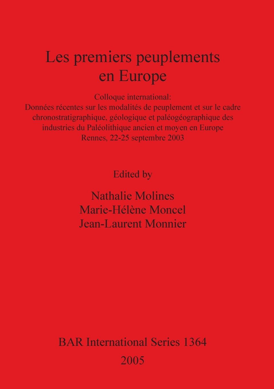 Premiers peuplements en Europe BAR1364