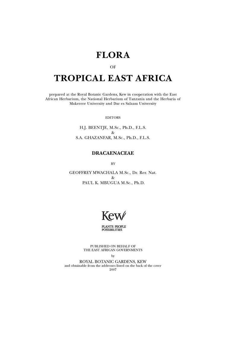 Flora of Tropical East Africa: Draceaenaceae