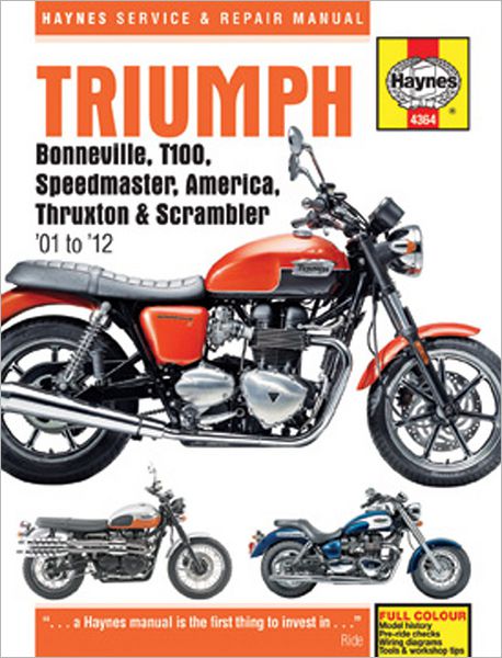 Triumph: Bonneville, T100, Speedmaster, America, Thruxton and Scrambler for '01 to '12