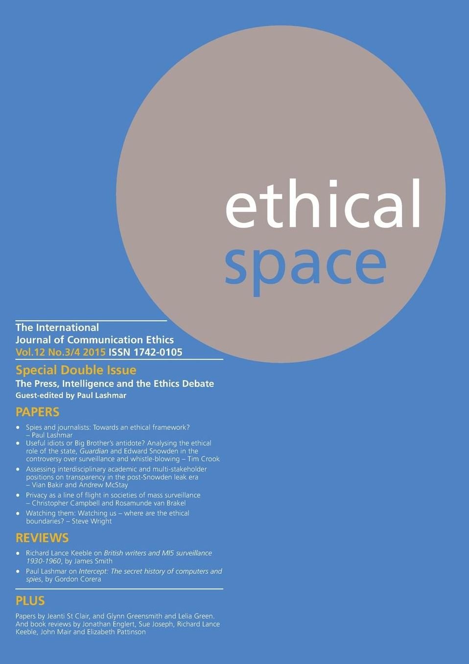 Ethical Space Vol.12 Issue 3/4