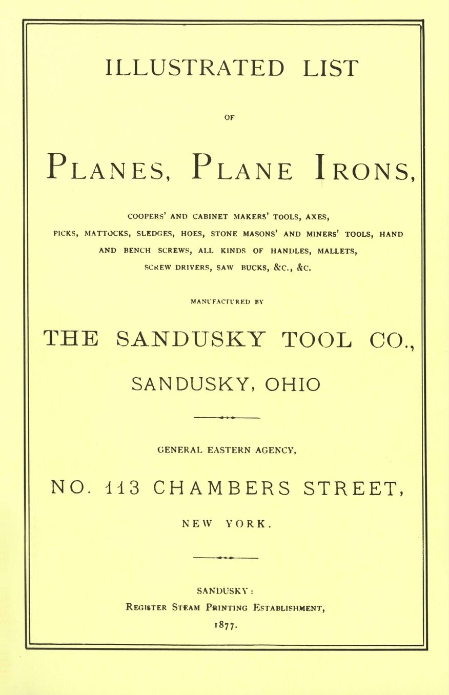 Sandusky Tool Co. 1877 Catalog