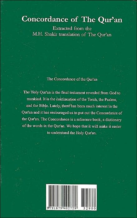 Concordance of the Qur'an: Extracted from the M.H. Shakir Translation of the Qur'an