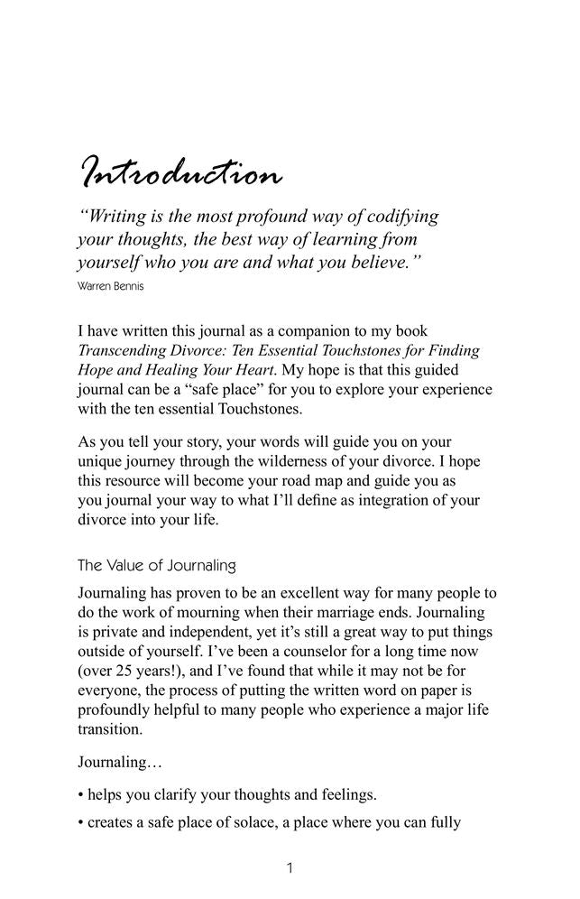 Transcending Divorce Journal: Exploring the Ten Essential Touchstones