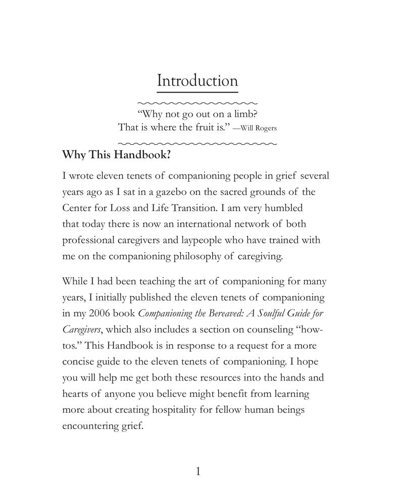 The Handbook for Companioning the Mourner: Eleven Essential Principles