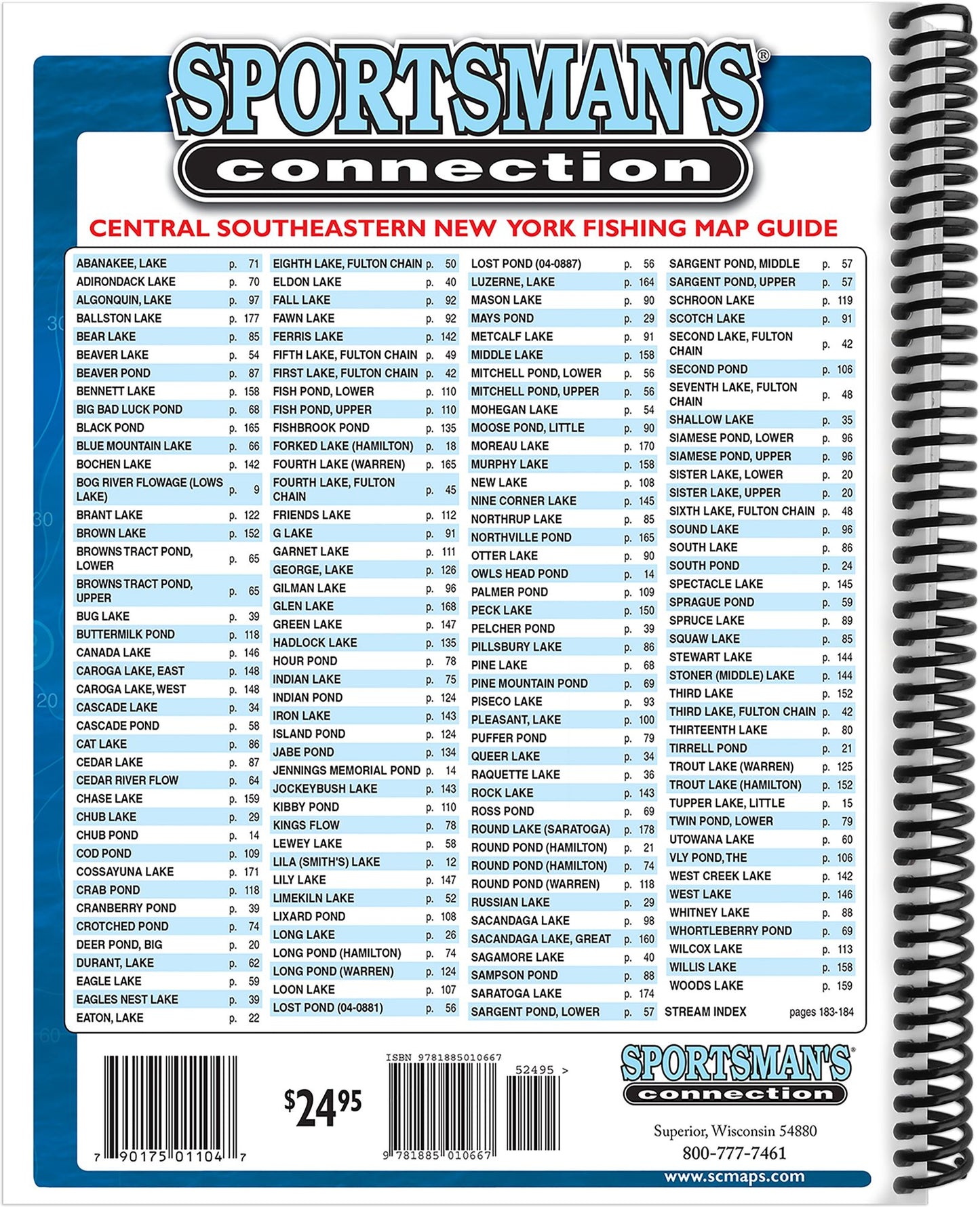 Central Southeastern Adirondacks New York Fishing Map Guide