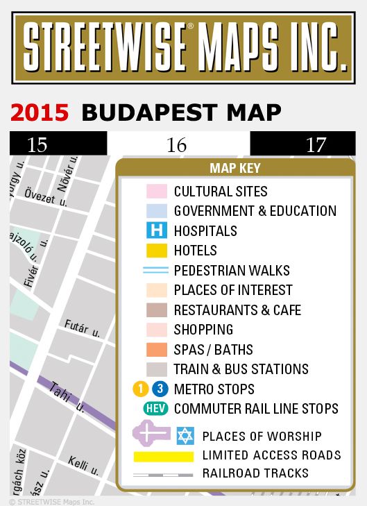 Streetwise Budapest Map - Laminated City Center Street Map of Budapest, Hungary - Folding Pocket Size Travel Map With Metro (2015)