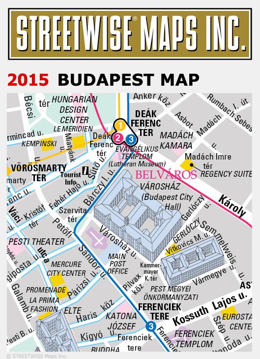 Streetwise Budapest Map - Laminated City Center Street Map of Budapest, Hungary - Folding Pocket Size Travel Map With Metro (2015)