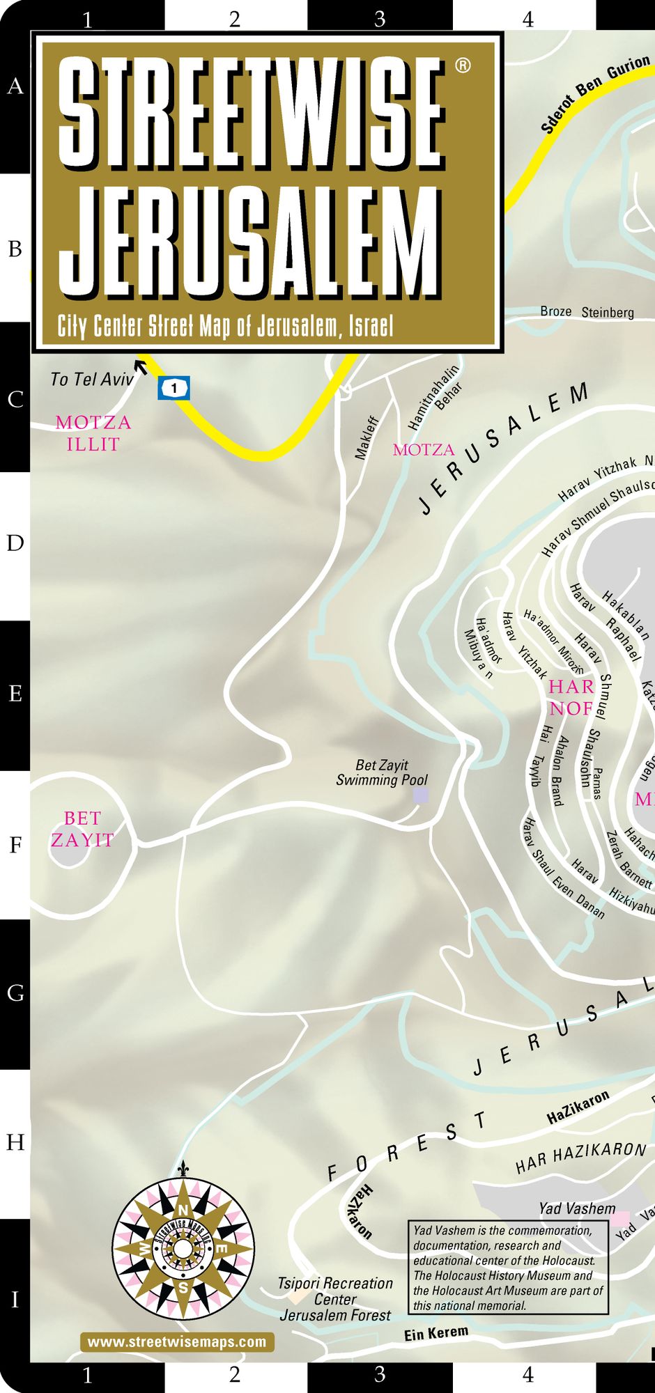 Streetwise Jerusalem Map - Laminated City Center Street Map of Jerusalem, Israel - Folding Pocket Size Travel Map (2015)
