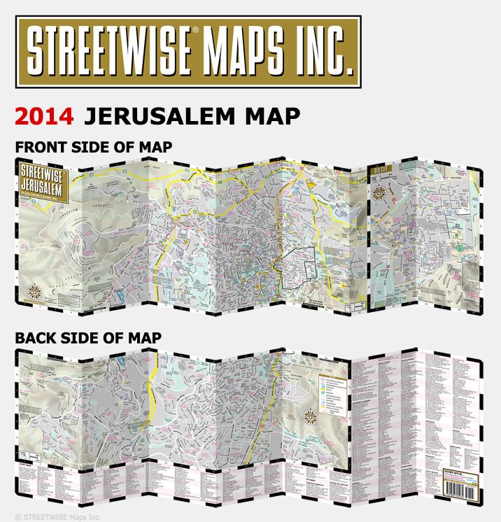 Streetwise Jerusalem Map - Laminated City Center Street Map of Jerusalem, Israel - Folding Pocket Size Travel Map (2015)