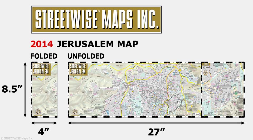Streetwise Jerusalem Map - Laminated City Center Street Map of Jerusalem, Israel - Folding Pocket Size Travel Map (2015)