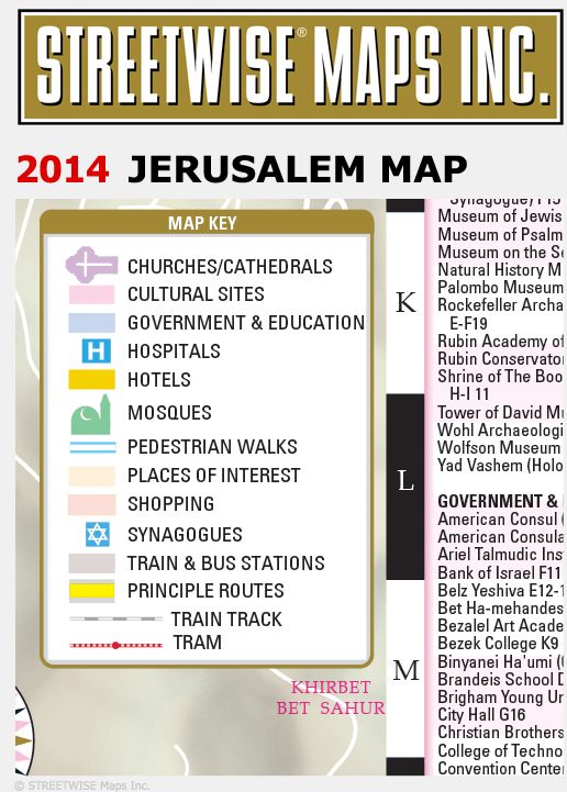 Streetwise Jerusalem Map - Laminated City Center Street Map of Jerusalem, Israel - Folding Pocket Size Travel Map (2015)