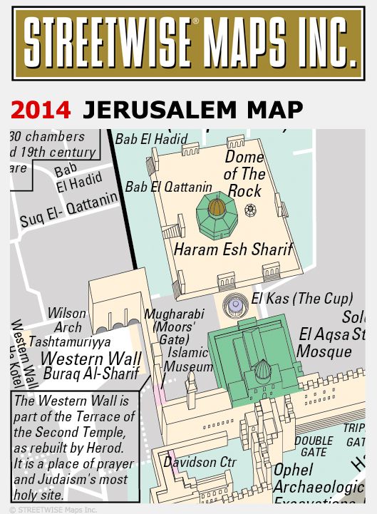 Streetwise Jerusalem Map - Laminated City Center Street Map of Jerusalem, Israel - Folding Pocket Size Travel Map (2015)