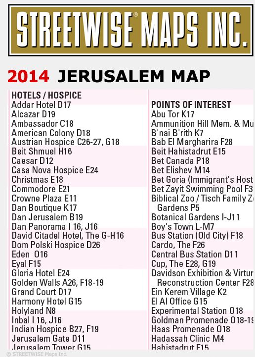 Streetwise Jerusalem Map - Laminated City Center Street Map of Jerusalem, Israel - Folding Pocket Size Travel Map (2015)