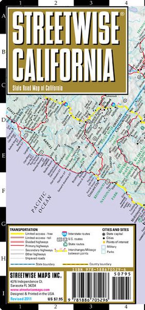 Streetwise California Map - Laminated State Road Map of California - Folding Pocket Size Travel Map (2015)
