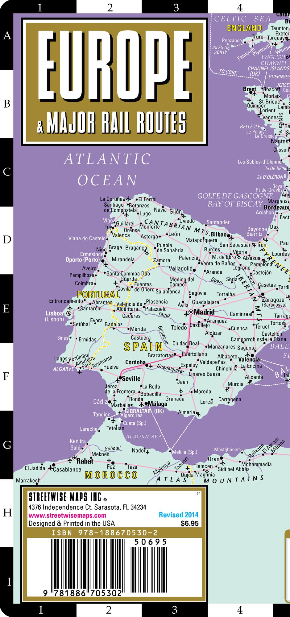 Streetwise Europe Rail Map - Laminated Railroad Map of Europe - Folding Pocket Size Travel Map (2014)