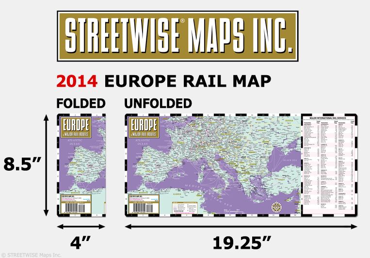 Streetwise Europe Rail Map - Laminated Railroad Map of Europe - Folding Pocket Size Travel Map (2014)