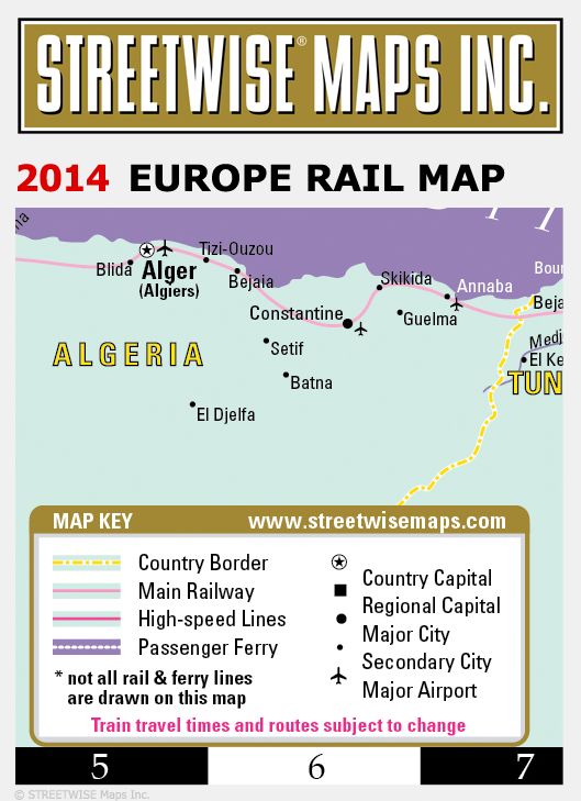 Streetwise Europe Rail Map - Laminated Railroad Map of Europe - Folding Pocket Size Travel Map (2014)