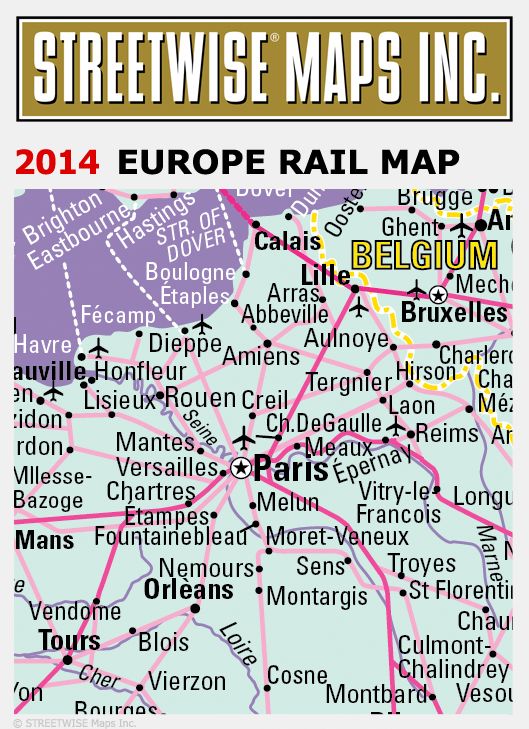 Streetwise Europe Rail Map - Laminated Railroad Map of Europe - Folding Pocket Size Travel Map (2014)