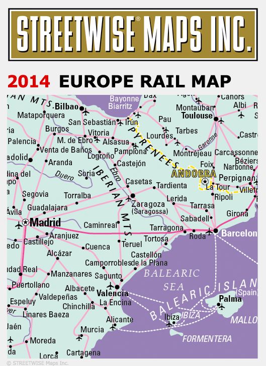 Streetwise Europe Rail Map - Laminated Railroad Map of Europe - Folding Pocket Size Travel Map (2014)