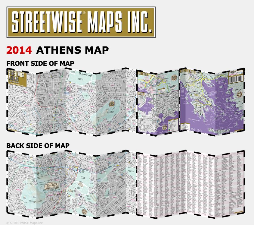 Streetwise Athens Map - Laminated City Center Street Map of Athens, Greece - Folding Pocket Size Travel Map With Metro (2014)