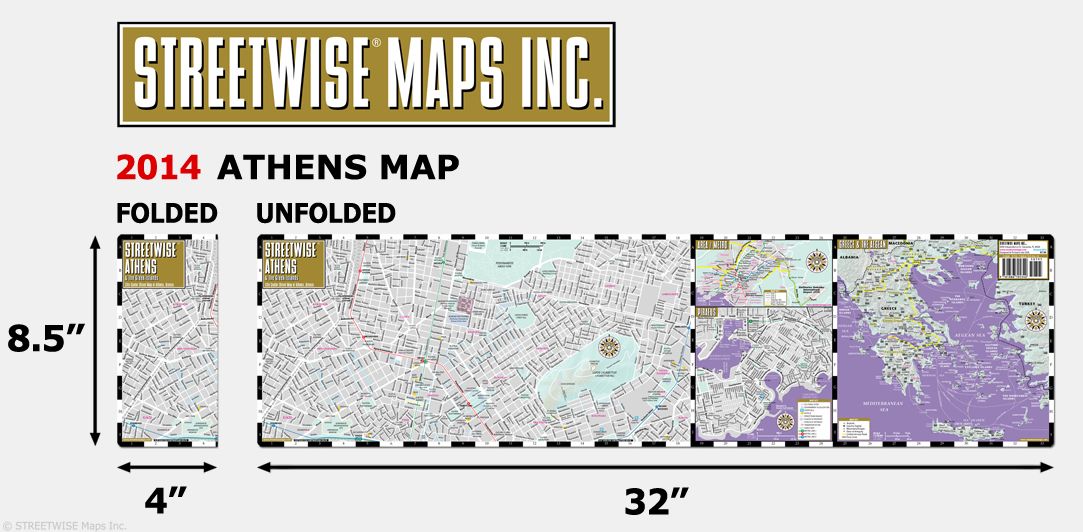Streetwise Athens Map - Laminated City Center Street Map of Athens, Greece - Folding Pocket Size Travel Map With Metro (2014)
