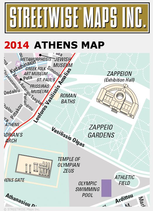 Streetwise Athens Map - Laminated City Center Street Map of Athens, Greece - Folding Pocket Size Travel Map With Metro (2014)