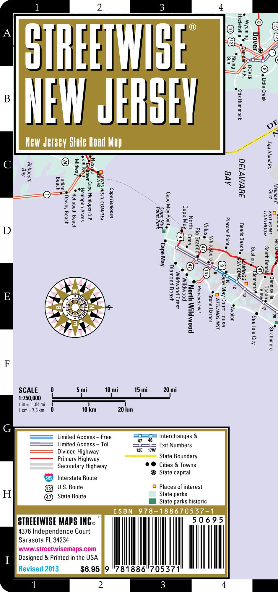 Streetwise New Jersey Map - Laminated State Road Map of New Jersey - Folding Pocket Size Travel Map (2013)
