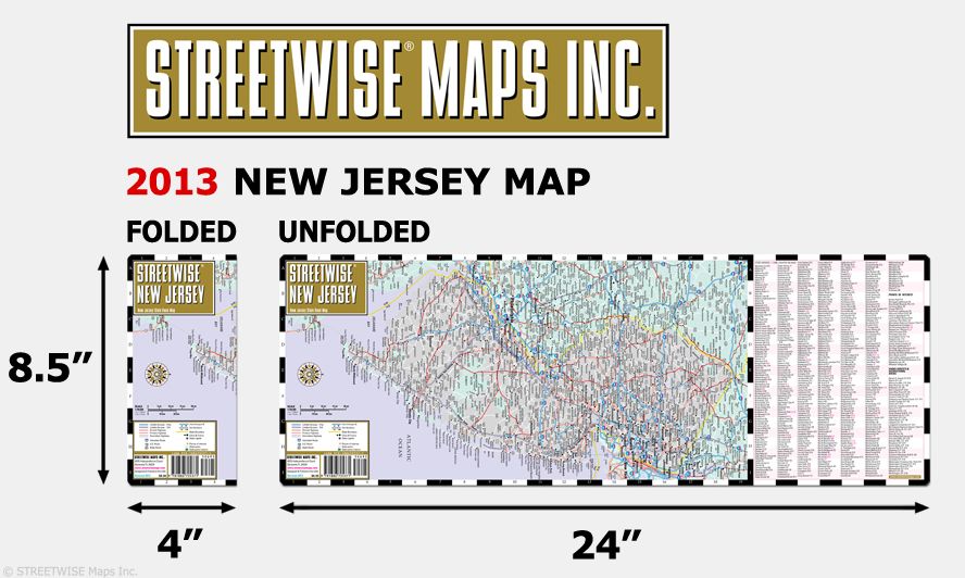 Streetwise New Jersey Map - Laminated State Road Map of New Jersey - Folding Pocket Size Travel Map (2013)
