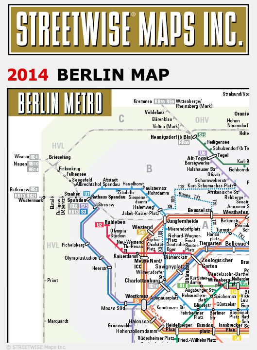 Streetwise Berlin Map - Laminated City Center Street Map of Berlin, Germany - Folding Pocket Size Travel Map With Metro (2015)