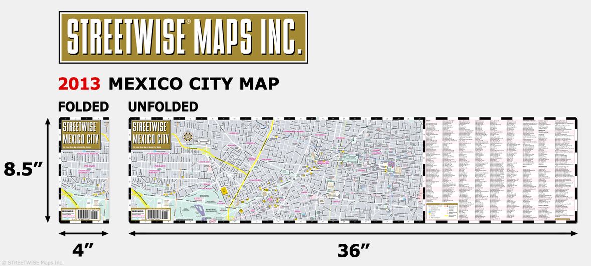 Streetwise Mexico City Map - Laminated City Center Street Map of Mexico City, MX - Folding Pocket Size Travel Map With Metro (2013)