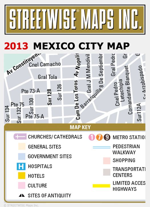 Streetwise Mexico City Map - Laminated City Center Street Map of Mexico City, MX - Folding Pocket Size Travel Map With Metro (2013)