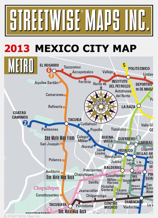 Streetwise Mexico City Map - Laminated City Center Street Map of Mexico City, MX - Folding Pocket Size Travel Map With Metro (2013)