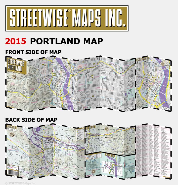 Streetwise Portland Map - Laminated City Center Street Map of Portland, Oregon - Folding Pocket Size Travel Map With Metro (2015)