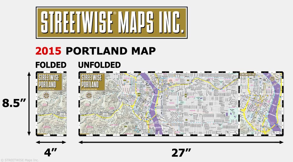 Streetwise Portland Map - Laminated City Center Street Map of Portland, Oregon - Folding Pocket Size Travel Map With Metro (2015)