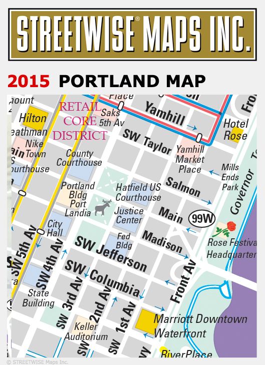 Streetwise Portland Map - Laminated City Center Street Map of Portland, Oregon - Folding Pocket Size Travel Map With Metro (2015)