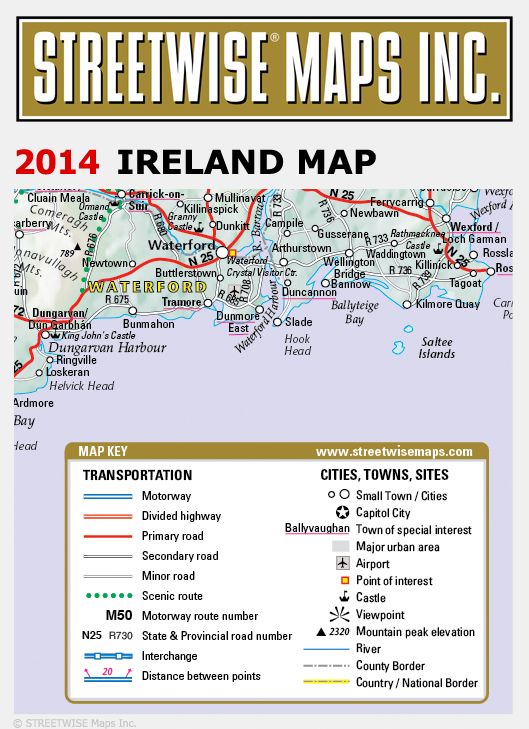 Streetwise Ireland Map - Laminated Country Road Map of Ireland - Folding Pocket Size Travel Map (2014)