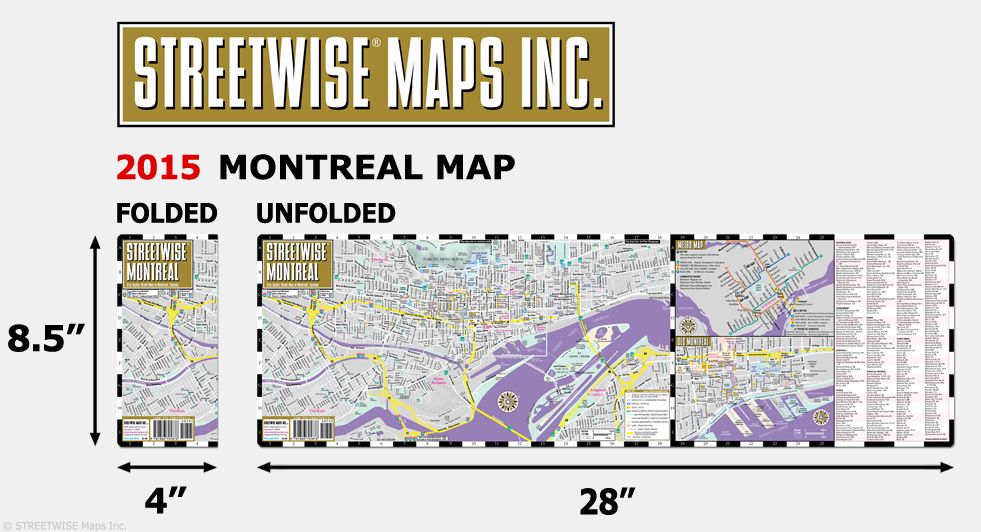 Streetwise Montreal Map - Laminated City Center Street Map of Montreal, Canada - Folding Pocket Size Travel Map With Metro (2015)