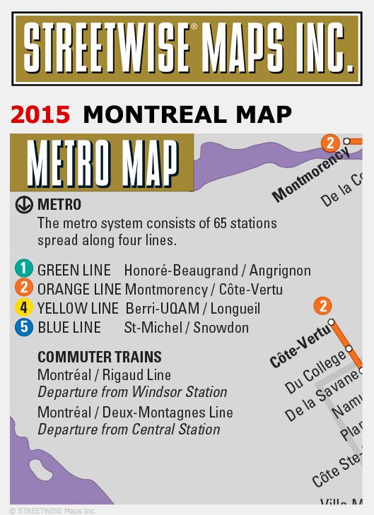Streetwise Montreal Map - Laminated City Center Street Map of Montreal, Canada - Folding Pocket Size Travel Map With Metro (2015)