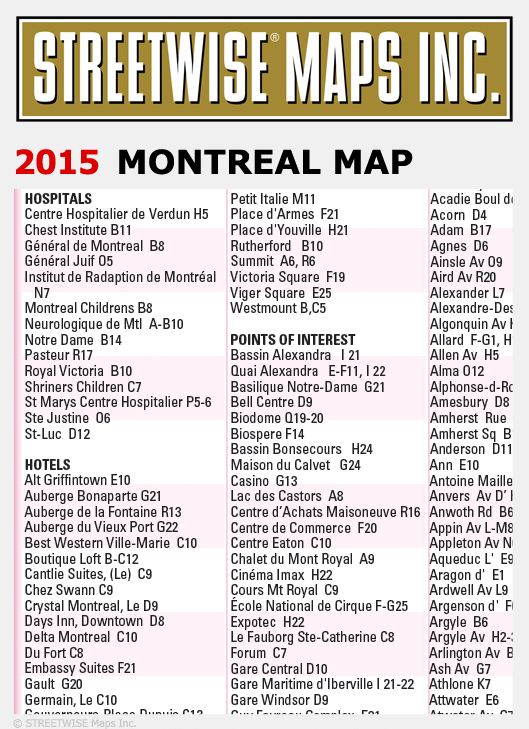Streetwise Montreal Map - Laminated City Center Street Map of Montreal, Canada - Folding Pocket Size Travel Map With Metro (2015)